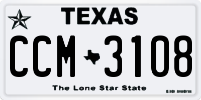 TX license plate CCM3108