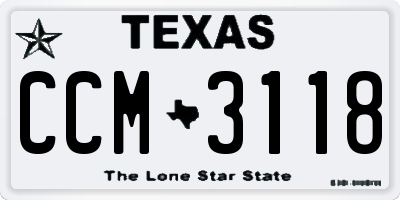 TX license plate CCM3118