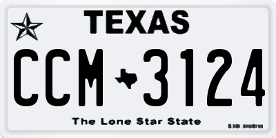 TX license plate CCM3124