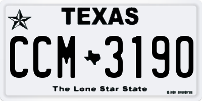 TX license plate CCM3190
