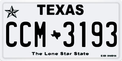 TX license plate CCM3193