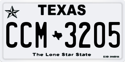 TX license plate CCM3205