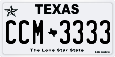 TX license plate CCM3333