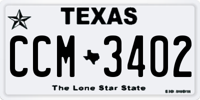 TX license plate CCM3402
