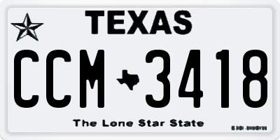 TX license plate CCM3418