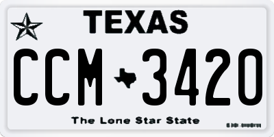 TX license plate CCM3420