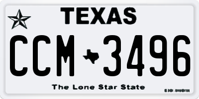 TX license plate CCM3496