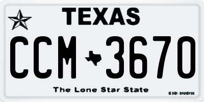 TX license plate CCM3670