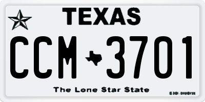 TX license plate CCM3701