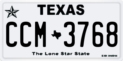 TX license plate CCM3768