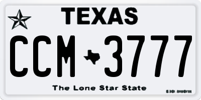 TX license plate CCM3777