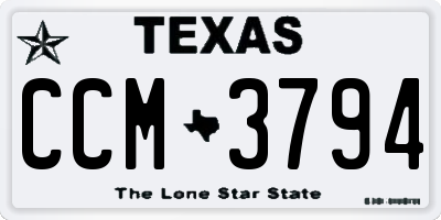 TX license plate CCM3794