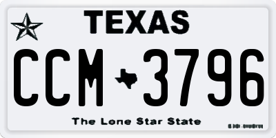 TX license plate CCM3796