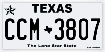TX license plate CCM3807