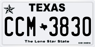 TX license plate CCM3830