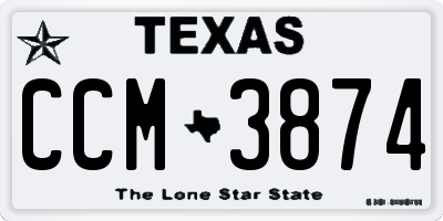 TX license plate CCM3874