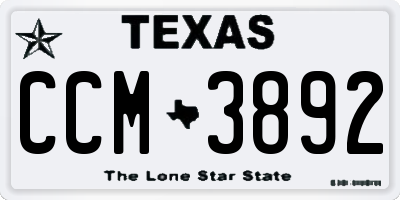 TX license plate CCM3892