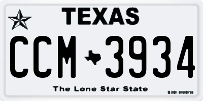 TX license plate CCM3934