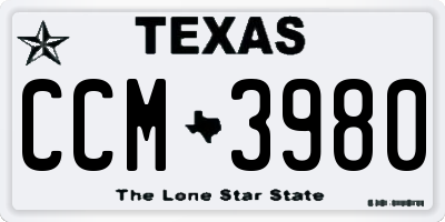 TX license plate CCM3980