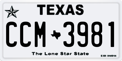 TX license plate CCM3981