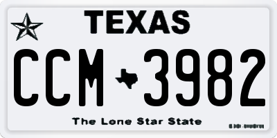 TX license plate CCM3982