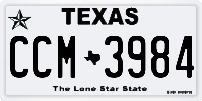 TX license plate CCM3984