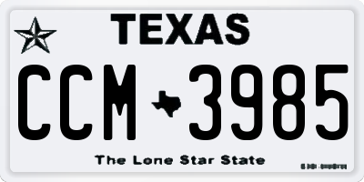 TX license plate CCM3985