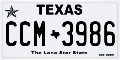 TX license plate CCM3986