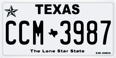 TX license plate CCM3987