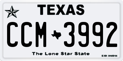 TX license plate CCM3992