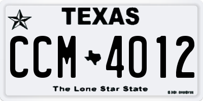 TX license plate CCM4012