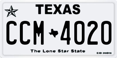 TX license plate CCM4020