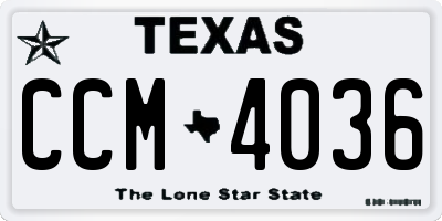 TX license plate CCM4036
