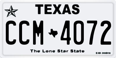 TX license plate CCM4072