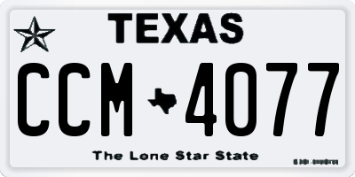 TX license plate CCM4077