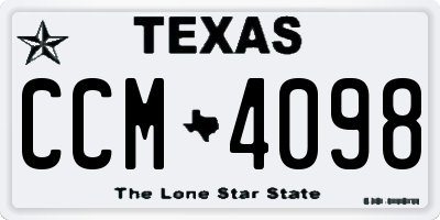 TX license plate CCM4098