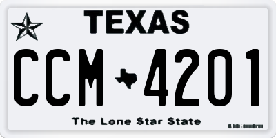 TX license plate CCM4201