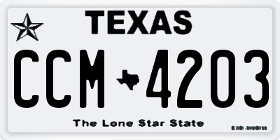 TX license plate CCM4203