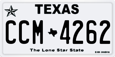 TX license plate CCM4262