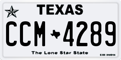 TX license plate CCM4289