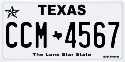 TX license plate CCM4567