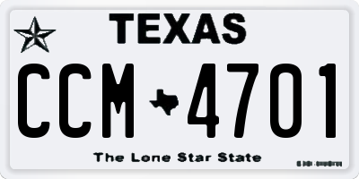 TX license plate CCM4701