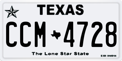 TX license plate CCM4728