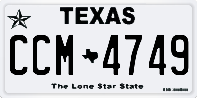TX license plate CCM4749