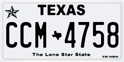 TX license plate CCM4758