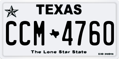 TX license plate CCM4760