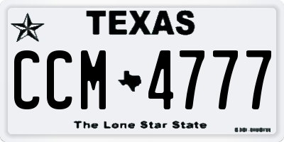 TX license plate CCM4777