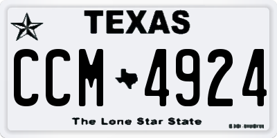 TX license plate CCM4924