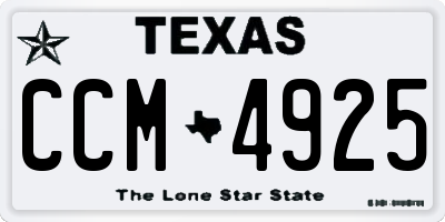 TX license plate CCM4925