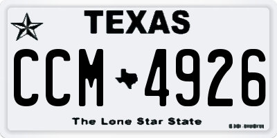 TX license plate CCM4926